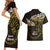 New Zealand Matariki Couples Matching Short Sleeve Bodycon Dress and Hawaiian Shirt Maori New Year Silver Fern And Lizard - Gold