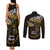 New Zealand Matariki Couples Matching Tank Maxi Dress and Long Sleeve Button Shirt Maori New Year Silver Fern And Lizard - Gold