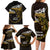 New Zealand Matariki Family Matching Long Sleeve Bodycon Dress and Hawaiian Shirt Maori New Year Silver Fern And Lizard - Gold