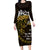 New Zealand Matariki Family Matching Long Sleeve Bodycon Dress and Hawaiian Shirt Maori New Year Silver Fern And Lizard - Gold