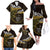 New Zealand Matariki Family Matching Off The Shoulder Long Sleeve Dress and Hawaiian Shirt Maori New Year Silver Fern And Lizard - Gold