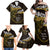 New Zealand Matariki Family Matching Off Shoulder Maxi Dress and Hawaiian Shirt Maori New Year Silver Fern And Lizard - Gold