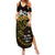 New Zealand Matariki Summer Maxi Dress Maori New Year Silver Fern And Lizard - Gold