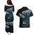 New Zealand Matariki Couples Matching Puletasi and Hawaiian Shirt Maori New Year Silver Fern And Lizard - Turquosie