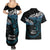 New Zealand Matariki Couples Matching Summer Maxi Dress and Hawaiian Shirt Maori New Year Silver Fern And Lizard - Turquosie