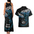 New Zealand Matariki Couples Matching Tank Maxi Dress and Hawaiian Shirt Maori New Year Silver Fern And Lizard - Turquosie