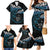 New Zealand Matariki Family Matching Mermaid Dress and Hawaiian Shirt Maori New Year Silver Fern And Lizard - Turquosie