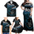 New Zealand Matariki Family Matching Off Shoulder Maxi Dress and Hawaiian Shirt Maori New Year Silver Fern And Lizard - Turquosie