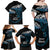 New Zealand Matariki Family Matching Off Shoulder Maxi Dress and Hawaiian Shirt Maori New Year Silver Fern And Lizard - Turquosie