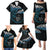 New Zealand Matariki Family Matching Puletasi and Hawaiian Shirt Maori New Year Silver Fern And Lizard - Turquosie