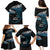 New Zealand Matariki Family Matching Puletasi and Hawaiian Shirt Maori New Year Silver Fern And Lizard - Turquosie