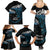 New Zealand Matariki Family Matching Summer Maxi Dress and Hawaiian Shirt Maori New Year Silver Fern And Lizard - Turquosie