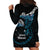 New Zealand Matariki Hoodie Dress Maori New Year Silver Fern And Lizard - Turquosie