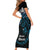 New Zealand Matariki Short Sleeve Bodycon Dress Maori New Year Silver Fern And Lizard - Turquosie