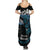 New Zealand Matariki Summer Maxi Dress Maori New Year Silver Fern And Lizard - Turquosie