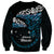 New Zealand Matariki Sweatshirt Maori New Year Silver Fern And Lizard - Turquosie