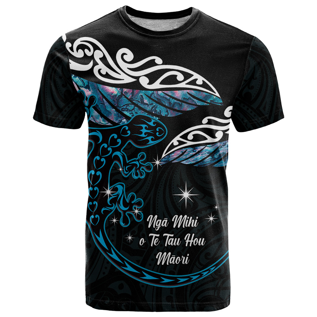 New Zealand Matariki T Shirt Maori New Year Silver Fern And Lizard - Turquosie