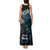 New Zealand Matariki Tank Maxi Dress Maori New Year Silver Fern And Lizard - Turquosie