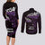 New Zealand Matariki Couples Matching Long Sleeve Bodycon Dress and Long Sleeve Button Shirt Maori New Year Silver Fern And Lizard - Purple