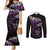 New Zealand Matariki Couples Matching Mermaid Dress and Long Sleeve Button Shirt Maori New Year Silver Fern And Lizard - Purple