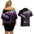 New Zealand Matariki Couples Matching Off Shoulder Short Dress and Hawaiian Shirt Maori New Year Silver Fern And Lizard - Purple