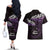 New Zealand Matariki Couples Matching Off The Shoulder Long Sleeve Dress and Hawaiian Shirt Maori New Year Silver Fern And Lizard - Purple