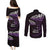 New Zealand Matariki Couples Matching Puletasi and Long Sleeve Button Shirt Maori New Year Silver Fern And Lizard - Purple