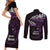 New Zealand Matariki Couples Matching Short Sleeve Bodycon Dress and Long Sleeve Button Shirt Maori New Year Silver Fern And Lizard - Purple