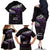 New Zealand Matariki Family Matching Off The Shoulder Long Sleeve Dress and Hawaiian Shirt Maori New Year Silver Fern And Lizard - Purple