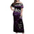 New Zealand Matariki Family Matching Off Shoulder Maxi Dress and Hawaiian Shirt Maori New Year Silver Fern And Lizard - Purple