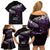 New Zealand Matariki Family Matching Off Shoulder Short Dress and Hawaiian Shirt Maori New Year Silver Fern And Lizard - Purple