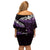 New Zealand Matariki Family Matching Off Shoulder Short Dress and Hawaiian Shirt Maori New Year Silver Fern And Lizard - Purple