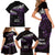 New Zealand Matariki Family Matching Short Sleeve Bodycon Dress and Hawaiian Shirt Maori New Year Silver Fern And Lizard - Purple