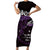 New Zealand Matariki Family Matching Short Sleeve Bodycon Dress and Hawaiian Shirt Maori New Year Silver Fern And Lizard - Purple