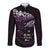 New Zealand Matariki Long Sleeve Button Shirt Maori New Year Silver Fern And Lizard - Purple