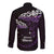 New Zealand Matariki Long Sleeve Button Shirt Maori New Year Silver Fern And Lizard - Purple