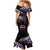 New Zealand Matariki Mermaid Dress Maori New Year Silver Fern And Lizard - Purple