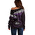 New Zealand Matariki Off Shoulder Sweater Maori New Year Silver Fern And Lizard - Purple