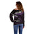 New Zealand Matariki Off Shoulder Sweater Maori New Year Silver Fern And Lizard - Purple