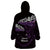 New Zealand Matariki Wearable Blanket Hoodie Maori New Year Silver Fern And Lizard - Purple