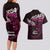 New Zealand Matariki Couples Matching Long Sleeve Bodycon Dress and Hawaiian Shirt Maori New Year Silver Fern And Lizard - Pink