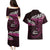 New Zealand Matariki Couples Matching Puletasi and Hawaiian Shirt Maori New Year Silver Fern And Lizard - Pink