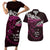 New Zealand Matariki Couples Matching Short Sleeve Bodycon Dress and Hawaiian Shirt Maori New Year Silver Fern And Lizard - Pink