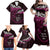 New Zealand Matariki Family Matching Off Shoulder Maxi Dress and Hawaiian Shirt Maori New Year Silver Fern And Lizard - Pink