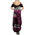 New Zealand Matariki Family Matching Summer Maxi Dress and Hawaiian Shirt Maori New Year Silver Fern And Lizard - Pink