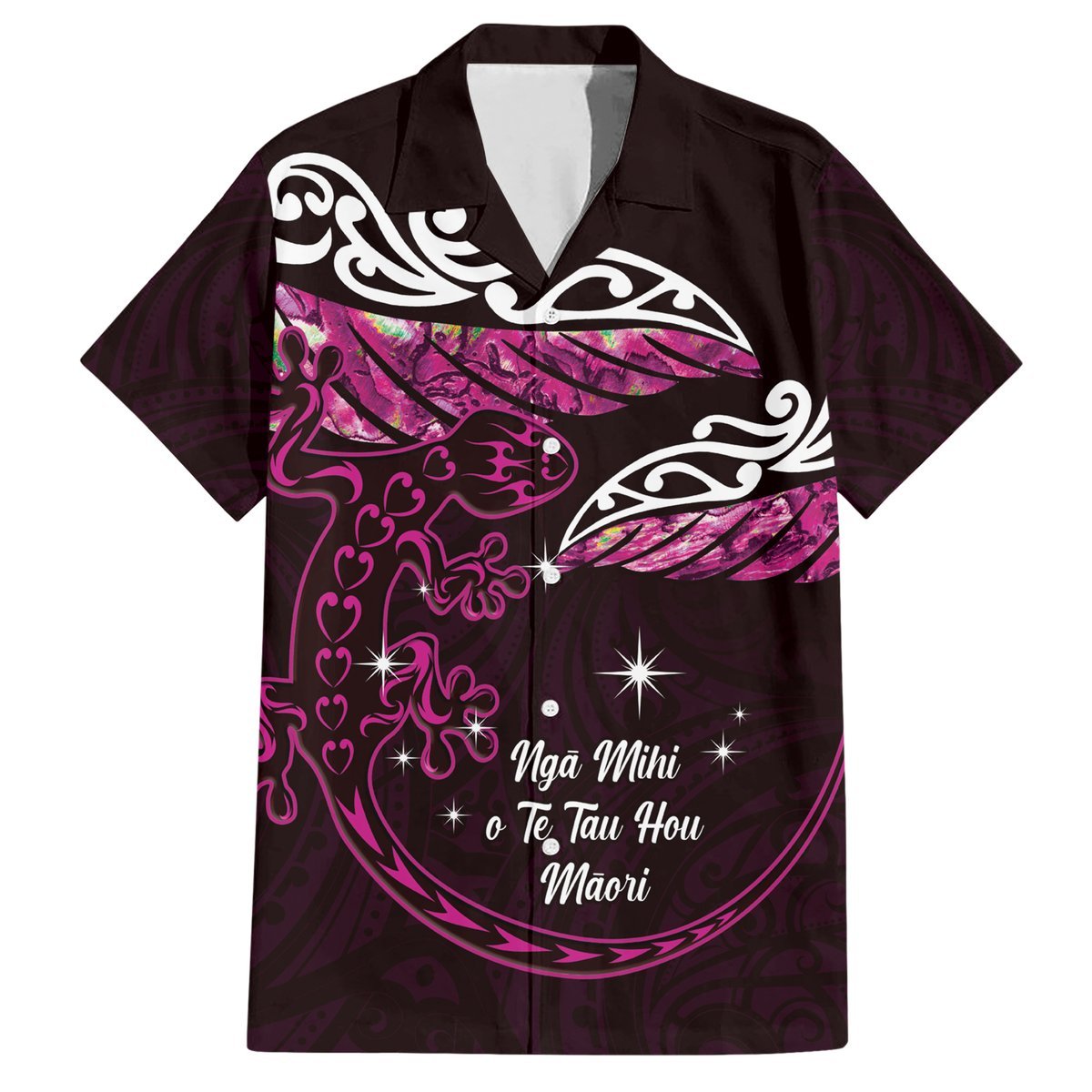 New Zealand Matariki Hawaiian Shirt Maori New Year Silver Fern And Lizard - Pink LT14 Pink - Polynesian Pride