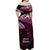 New Zealand Matariki Off Shoulder Maxi Dress Maori New Year Silver Fern And Lizard - Pink