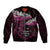 New Zealand Matariki Sleeve Zip Bomber Jacket Maori New Year Silver Fern And Lizard - Pink