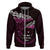 New Zealand Matariki Zip Hoodie Maori New Year Silver Fern And Lizard - Pink