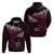 New Zealand Matariki Zip Hoodie Maori New Year Silver Fern And Lizard - Pink